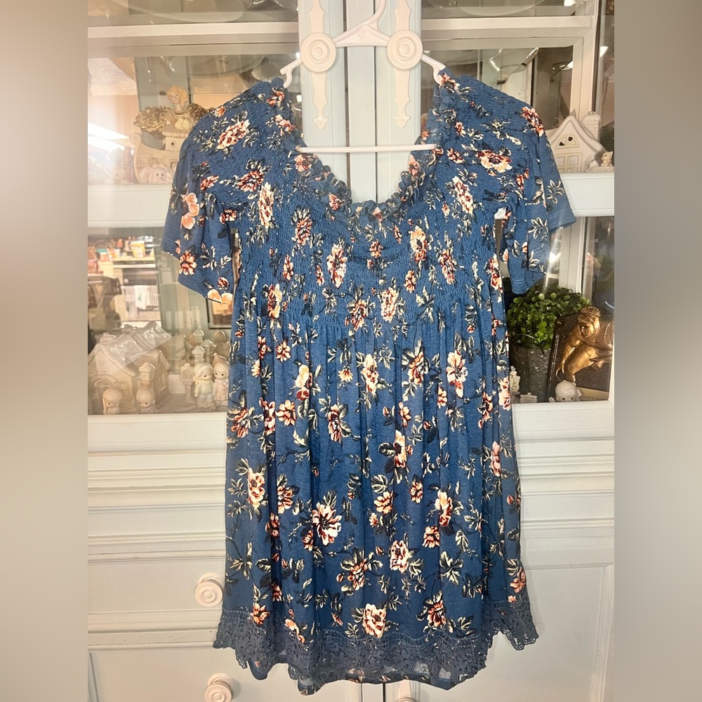 Xhilaration Blue Floral Mini Dress